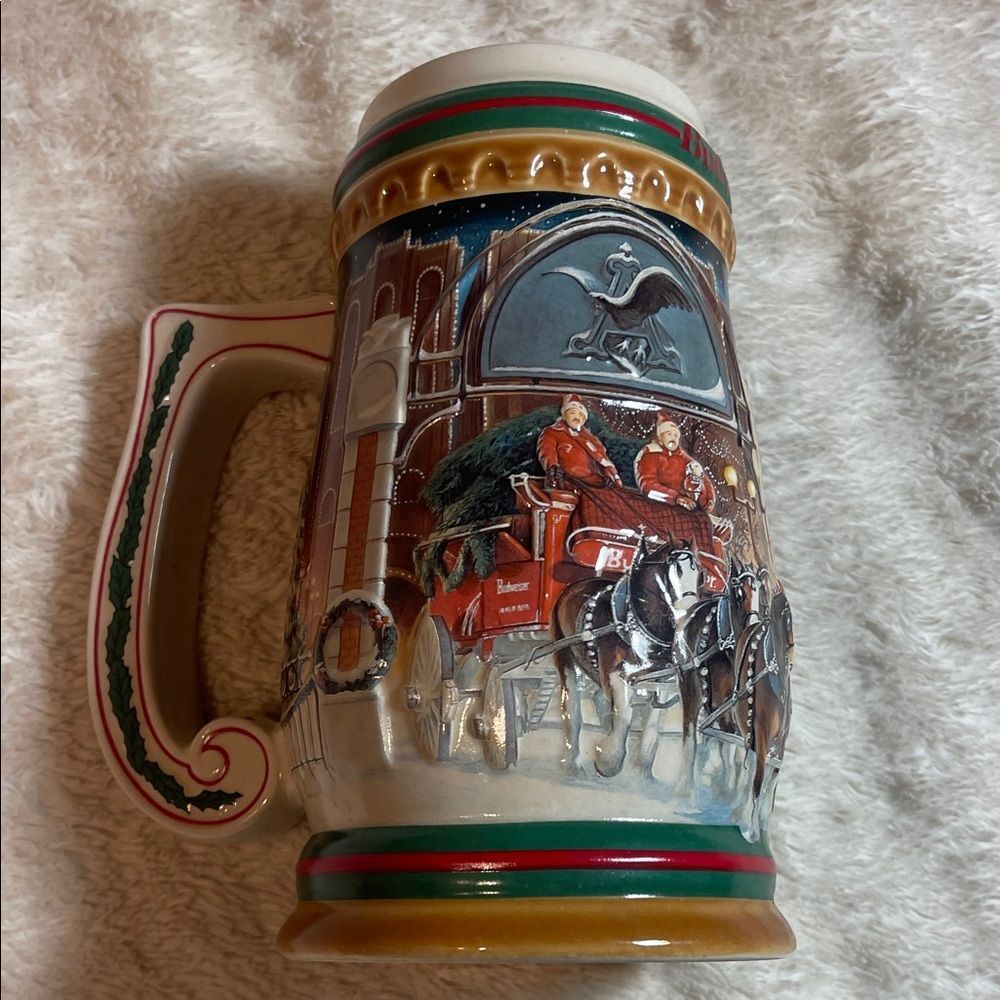 Budweiser 1997 Holiday Stein with White Base